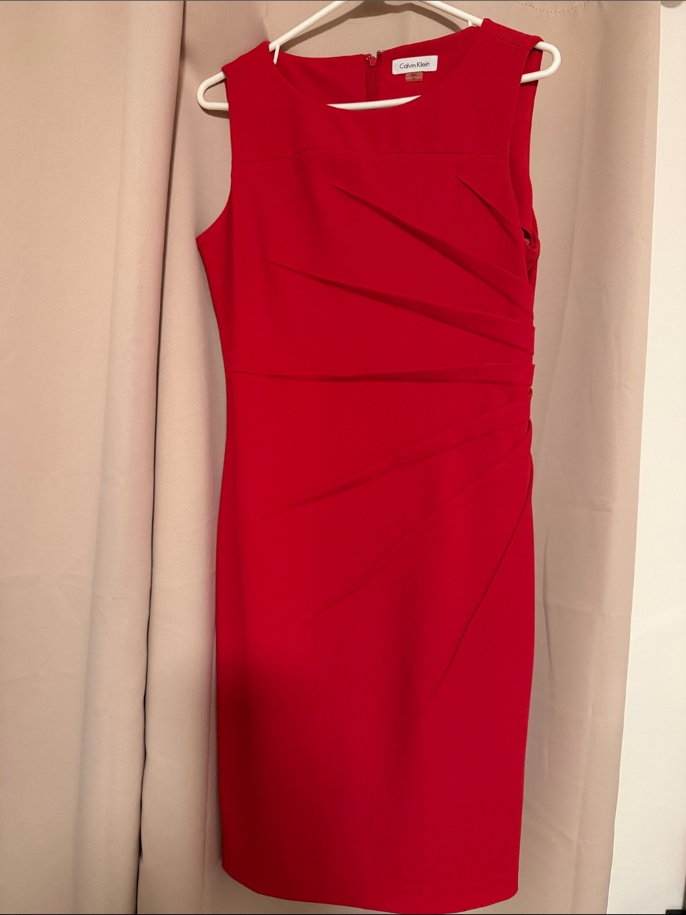 NWOT: Calvin Klein Vibrant Red Sleeveless Sheath Dress